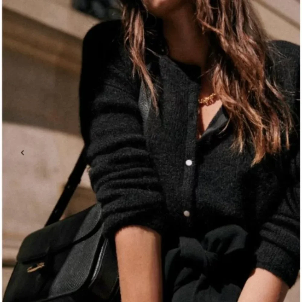 Sezane Black Cardigan Sweater - Picture 2 of 8
